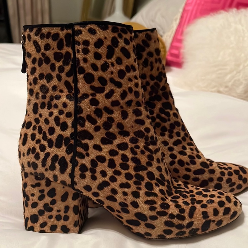 J. Crew Sadie Leopard Mid Rise Boots